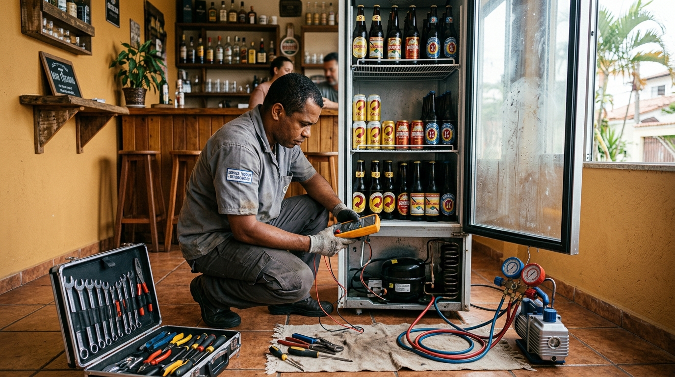 Substituição do termostato de uma cervejeira em Serra‑ES